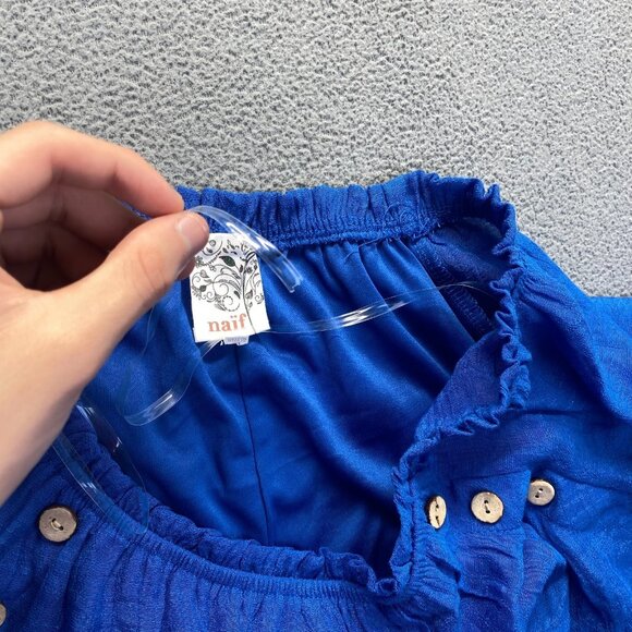 Anthropologie NAÏF Rayon Blend Shift Dress Lined Boat Neck Raglan Sleeve Blue M - Picture 8 of 12